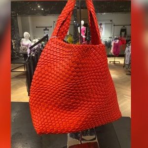 Vegan leather woven intrecciato bag